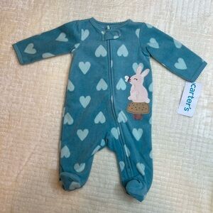 Carter's Teal Heart and Bunny Footie